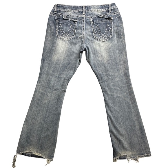 Zanadi Women's Size 18 Jeans Denim Blue Boot Cut Low Rise Missing Buttons - Picture 1 of 16